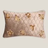 Paeonia Beige Beaded Cushion Cover