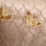 Paeonia Beige Beaded Cushion Cover
