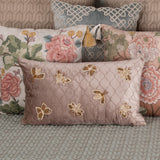 Paeonia Beige Beaded Cushion Cover