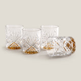 Starburst Gold Whiskey Glass Set of 4