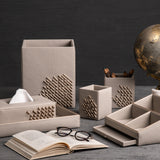 Arc Grey Faux Leather Desk Set