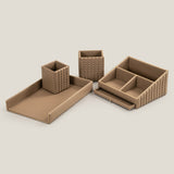 Nadora Brown Faux Leather Desk Set
