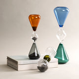 Striated Clear & Green Hour Glass