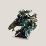 Thoroughbred Grey & Blue Horse Head Sculpture