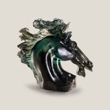 Thoroughbred Grey & Blue Horse Head Sculpture