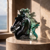 Thoroughbred Grey & Blue Horse Head Sculpture