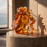 Thoroughbred Amber Horse Head Sculpture