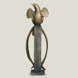 Simurgh Grey & Gold Bird Sculpture