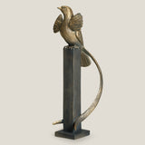 Simurgh Grey & Gold Bird Sculpture