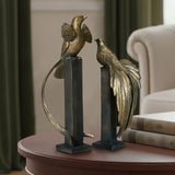 Simurgh Grey & Gold Bird Sculpture