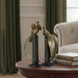 Simurgh Grey & Gold Bird Sculpture