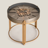Chronoluxe Grey & Gold Clock Table