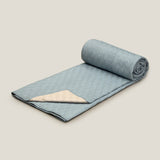 Velour Off-White & Blue Bedspread