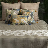Flora Green Embroidered Bedspread