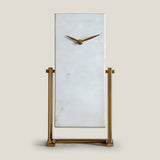 Moonstone White & Gold Table Clock