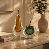 Mottle Amber Glass Pear Decor