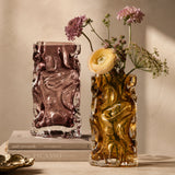 Froisse Amber Glass Vase