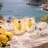 Botanic Blossom Blue Glass Set 4