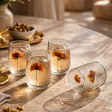 Botanic Blossom Orange Glass Set of 4