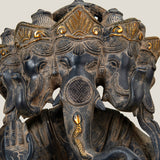 Lord Panchmukhi Ganesha Antique Grey Sculpture