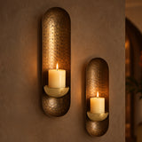 Agape Antique Gold Candle Holder Set