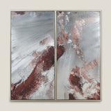 Metallique Maroon Framed Canvas Set of 2