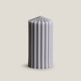 Ribbed Cone Pillar Candle - Grey L