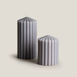 Ribbed Cone Pillar Candle - Grey L