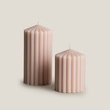 Ribbed Cone Pillar Candle - Beige S