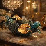 Poseidon Grey Blue & Gold Centerpiece Bowl
