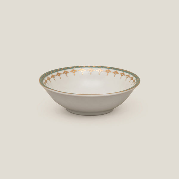 White Green & Gold Porcelain Portion Bowl