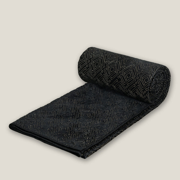 Eclat Black Quilted Velvet Bedspread