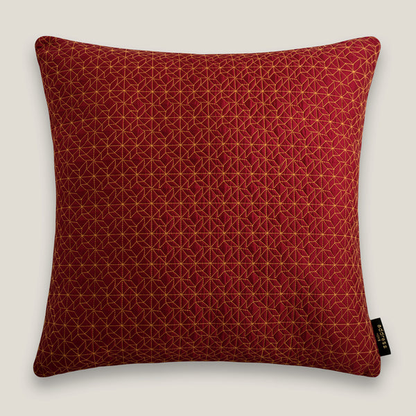 Shushul Red & Gold Faux Silk Euro Cover