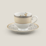 Alessi Gold & Platinum Porcelain Cup Saucer Set Of 6