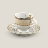 Alessi Gold & Platinum Porcelain Cup Saucer Set Of 6