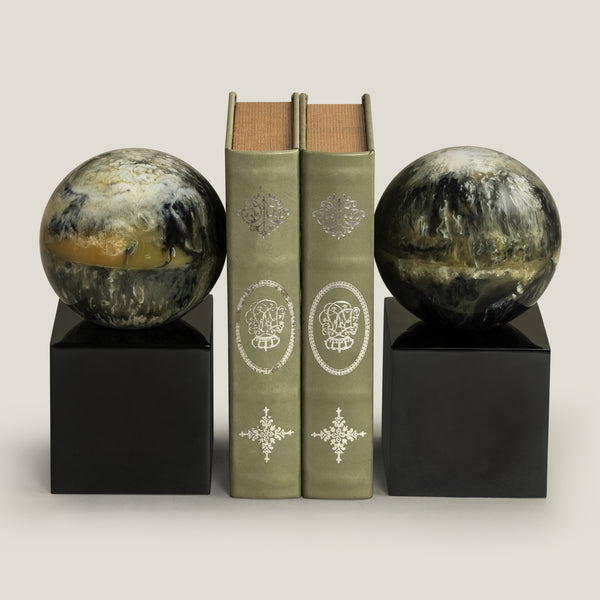 Ball Neutral & Black Resin & Stainless Steel Bookend
