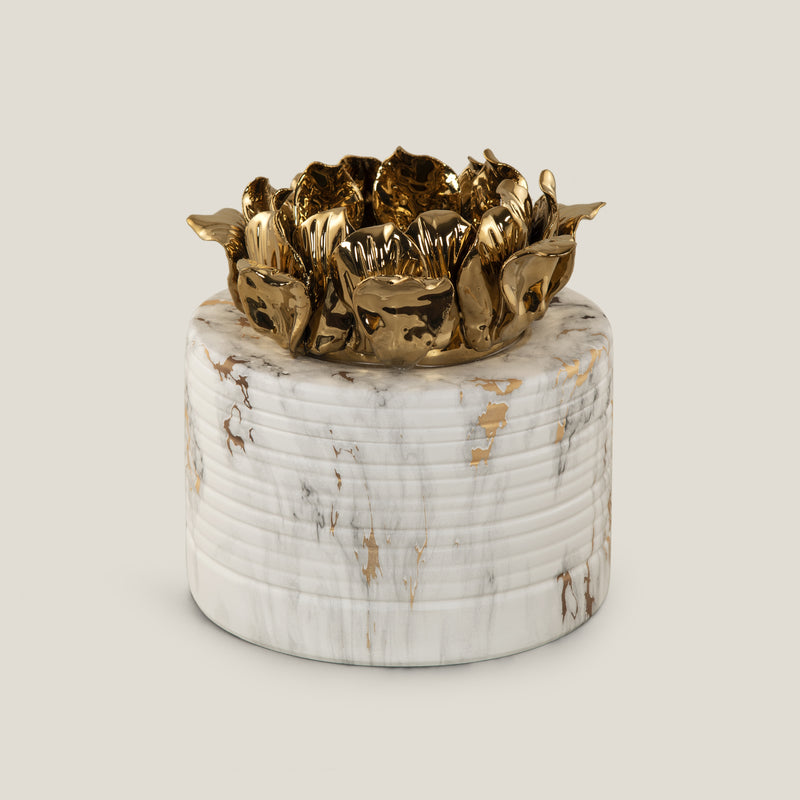 Blossom White & Gold Marble Ceramic Vase