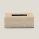 Cybus Beige & Gold Faux Leather Tissue Box