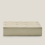 Cordia Light Grey & Off White Embroidered Faux Leather Remote Box