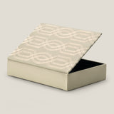 Cordia Light Grey & Off White Embroidered Faux Leather Remote Box