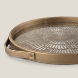 Poppy Lazer Cut Faux Leather And Glass Tray