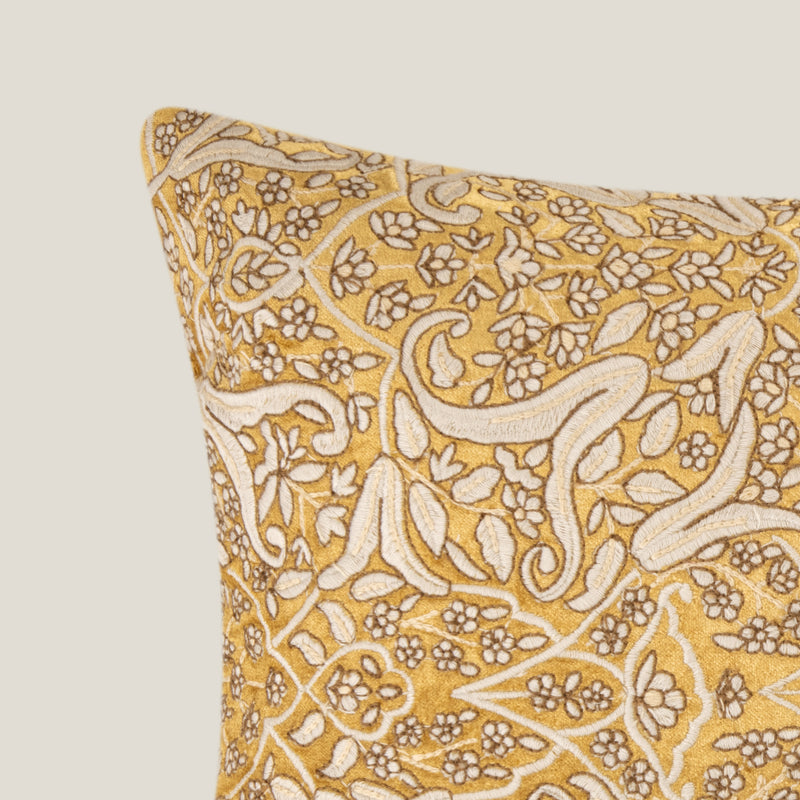 Inaya Yellow Velvet Cushion Cover