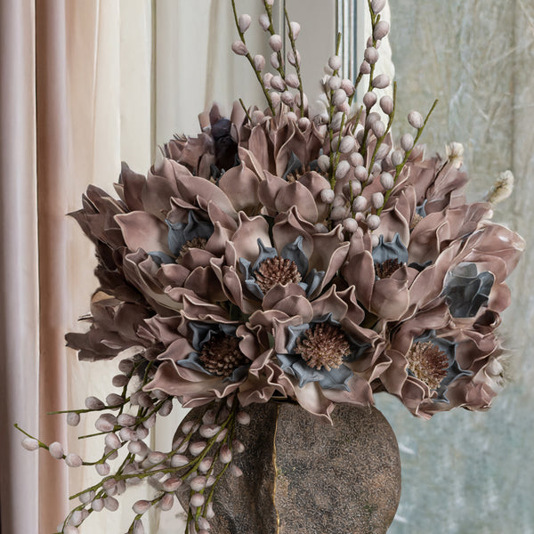 Beige & Blue Sunflower Faux Flower