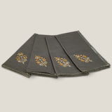 Cinar Grey Gold & Silver Cotton Linen Dining Napkin Set of 4