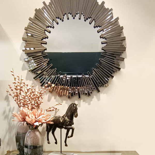 Rociar Brown Round Wall Mirror