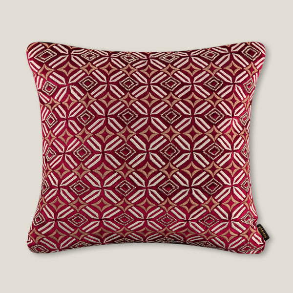 Norma Hand Emb. Mineral Red Velvet Cushion Cover