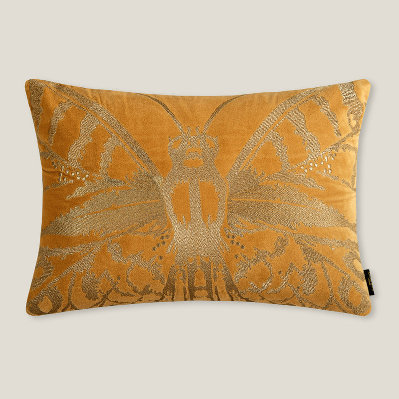 Butterfly Emb. Yellow Cushion Cover