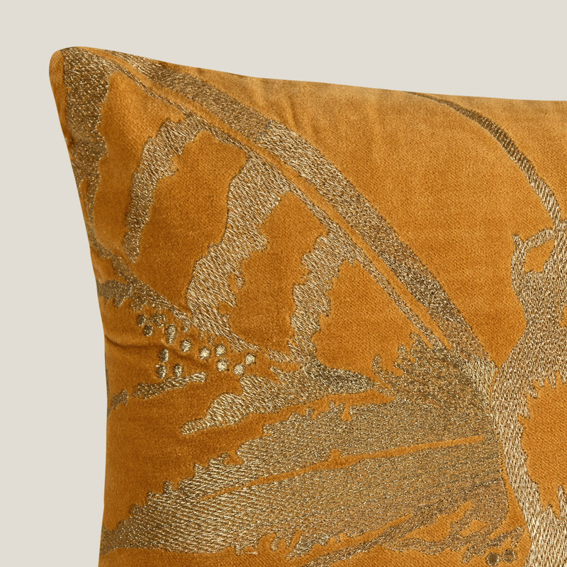 Butterfly Emb. Yellow Cushion Cover