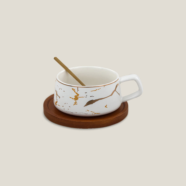 Ebony & Ivory Ceramic Cup Saucer Set of 2