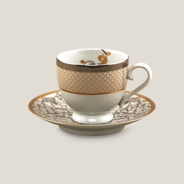 Alessi Gold & Platinum Porcelain Cup Saucer Med